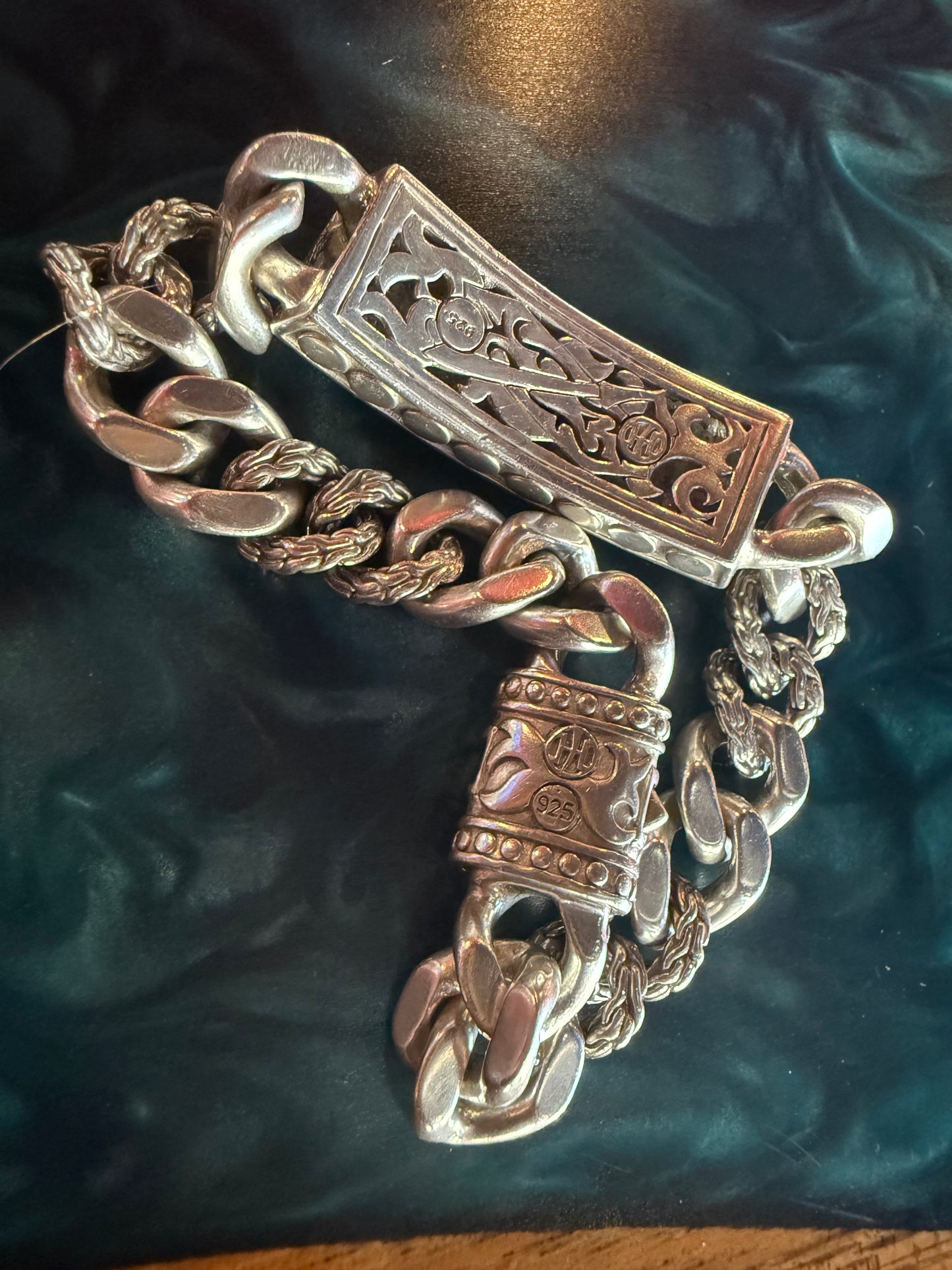 John Hardy Vintage Lapis Lazuli Men’s Curb Bracelet in Sterling Silver