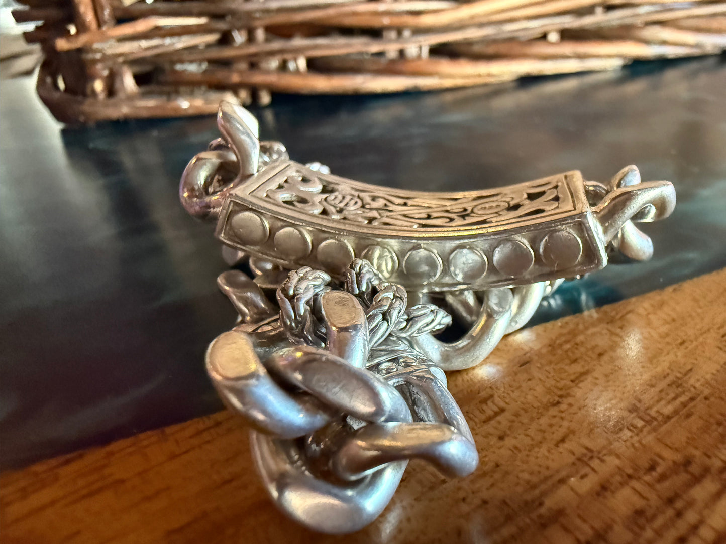 John Hardy Vintage Lapis Lazuli Men’s Curb Bracelet in Sterling Silver