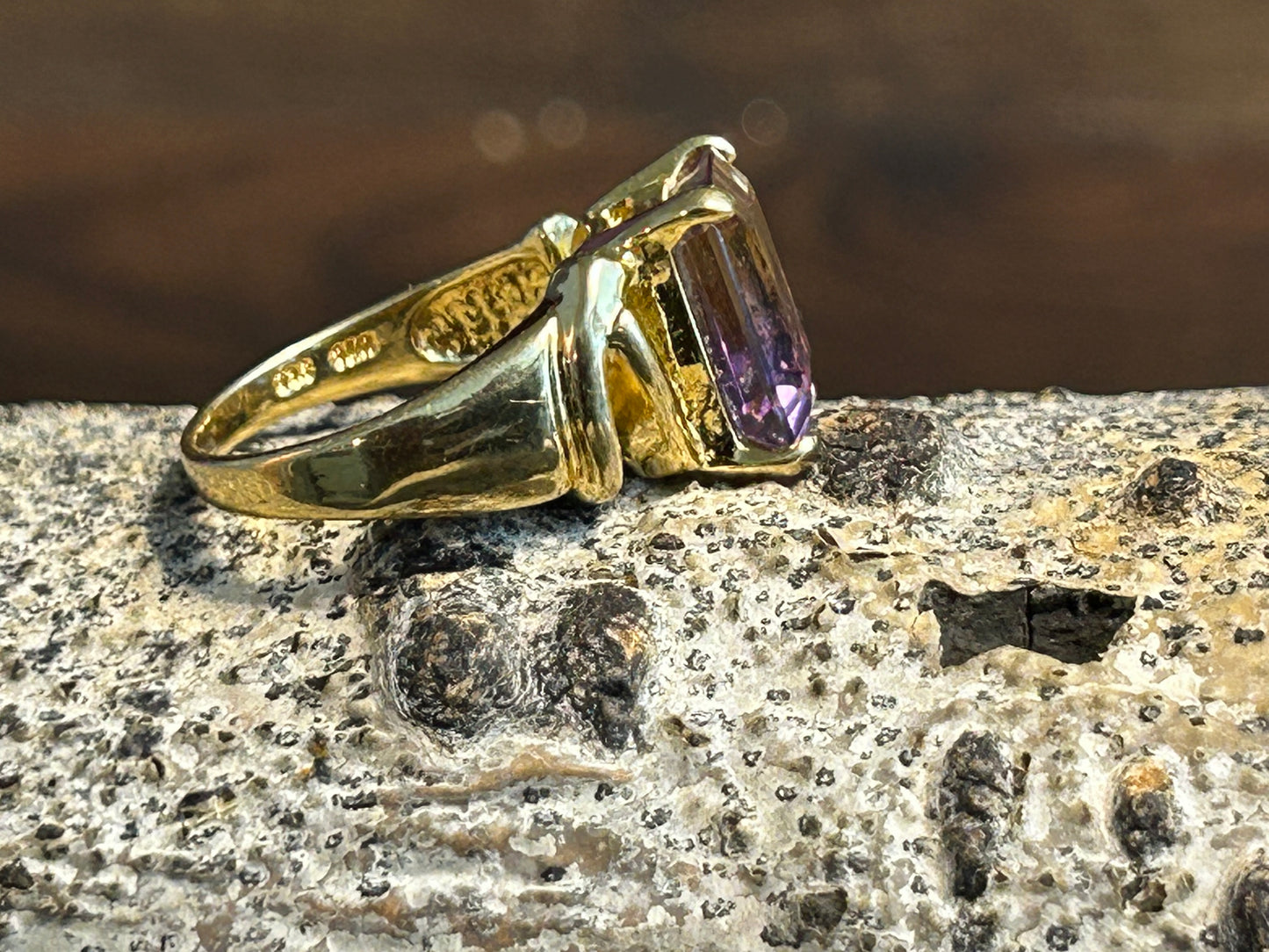 Vintage Ametrine (Amethyst / Citrine) 18K Gold Vermeil Cocktail Ring