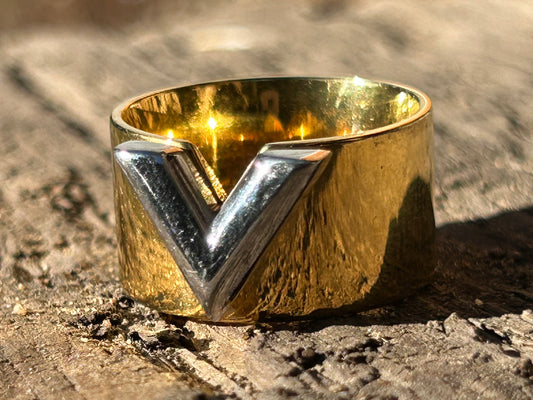 Bold Gold & Silver V Statement Ring